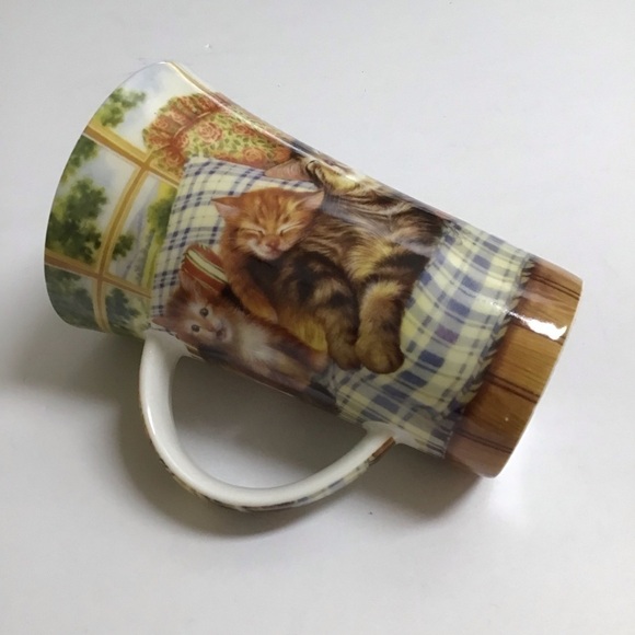Cats Coffee Mug Porcelain Sleepy Kittens Tea Cup 5 1/2” Tall Designer Cha Cult - Picture 8 of 15
